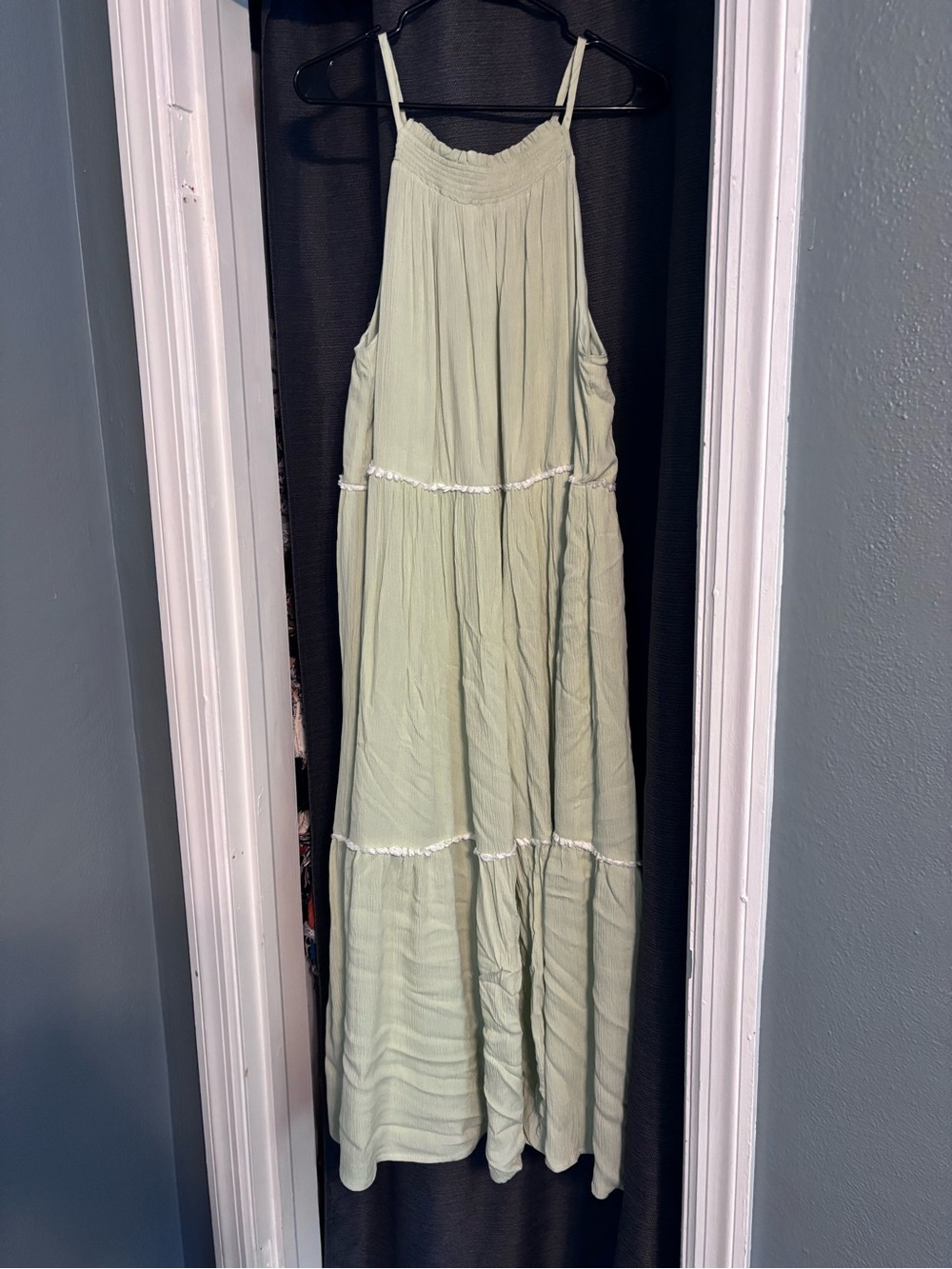 Rachel Zoe Light Sage Tiered Maxi with Spaghetti Straps